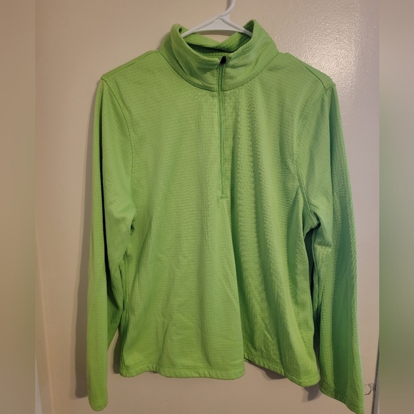 Women's Lime Green Quarter Zip Izod Sweatshirt Sz Large - Picture 1 of 1